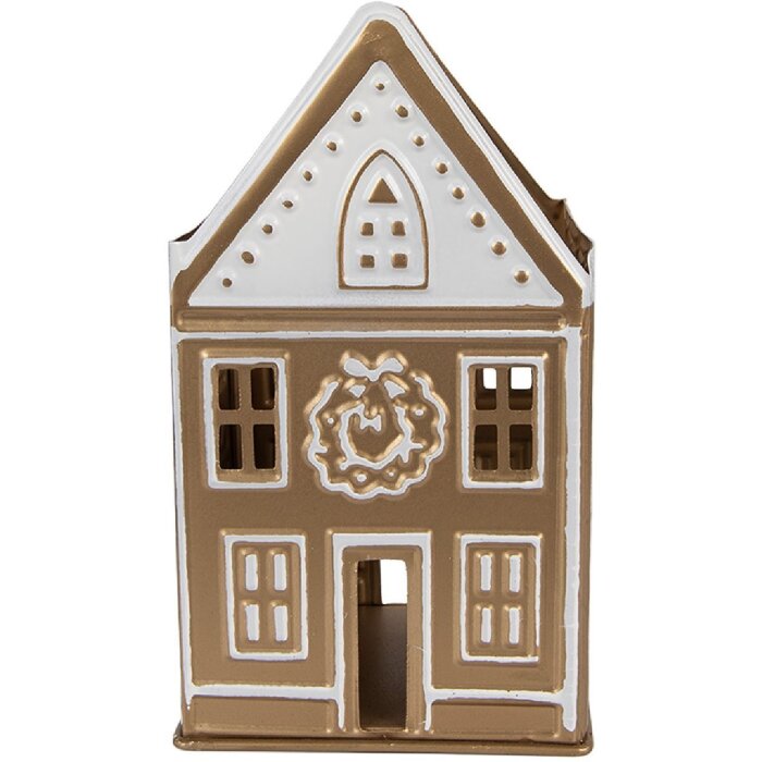 Clayre & Eef 6Y5920 Bougeoir Doré & Blanc 12x11x22 cm