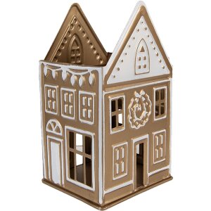 Clayre & Eef 6Y5920 Bougeoir Doré & Blanc 12x11x22 cm