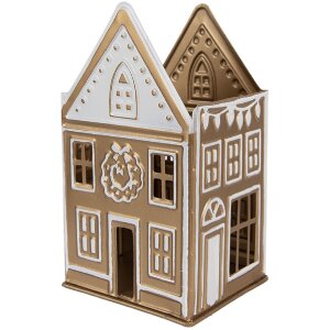 Clayre & Eef 6Y5920 Bougeoir Doré & Blanc 12x11x22 cm