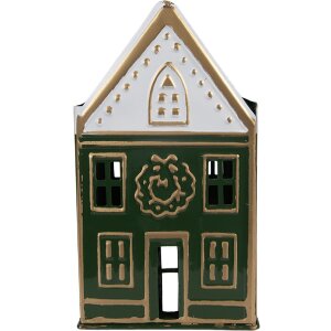 Clayre & Eef Bougeoir 14x12x25 cm Vert & Blanc