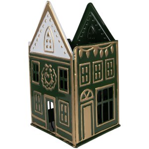 Clayre & Eef Bougeoir 14x12x25 cm Vert & Blanc