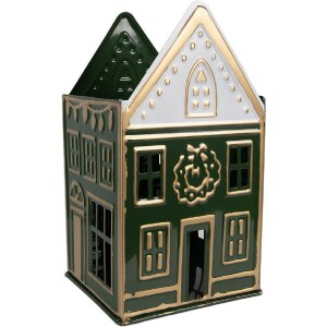 Clayre & Eef Bougeoir 14x12x25 cm Vert & Blanc