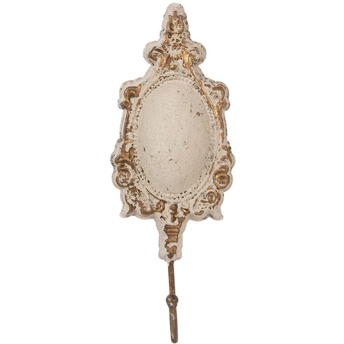 Crochet mural rustique Clayre & Eef 6Y5982, 12x4x31 cm, beige