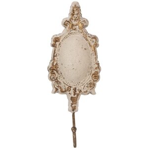 Crochet mural rustique Clayre & Eef 6Y5982, 12x4x31 cm, beige