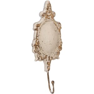 Crochet mural rustique Clayre & Eef 6Y5982, 12x4x31 cm, beige