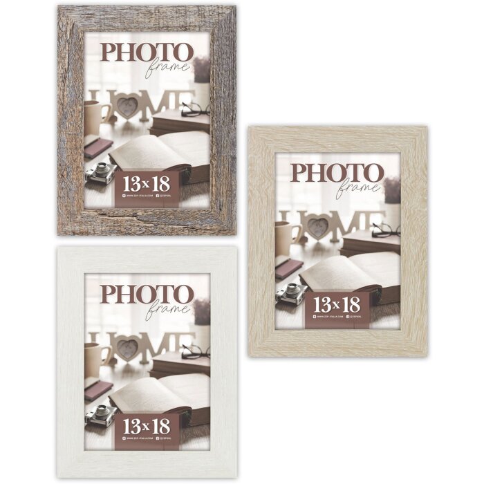 Cadre Photo en Bois ZEP Renton 3 Couleurs 4 Tailles Verre Clair