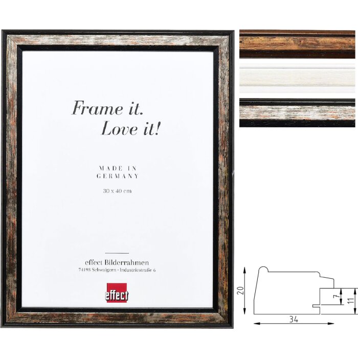 Cadre Photo Profil 64 Massif 6 Couches Laqué 34mm Blanc Noir Marron