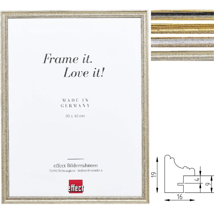 Cadre Photo Effect Profil 66 Bois Massif Antique Multi-Formats Couleurs