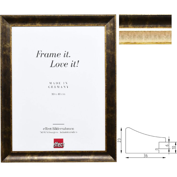 Cadre Baroque Profil 68 Effect Noir ou Ivoire 3,6 cm