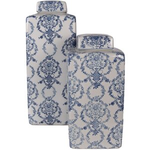 Clayre & Eef Pot décoratif avec couvercle 15x15x31 cm