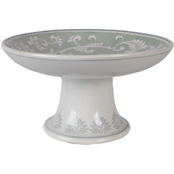 Clayre & Eef Plat à Gâteau Ø 21x11 cm Porcelaine Vintage Vert