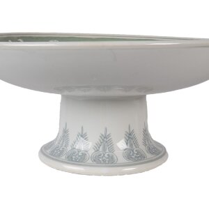 Clayre & Eef Plateau à Gâteau Vintage Vert & Blanc 26x13 cm