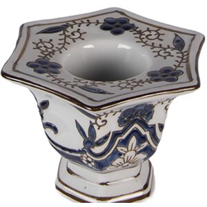 Bougeoir Clayre & Eef Ø 18 cm x H 36 cm Blanc-Bleu