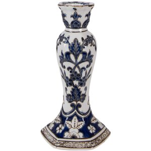 Bougeoir Clayre & Eef Ø 11 x 21 cm Blanc-Bleu