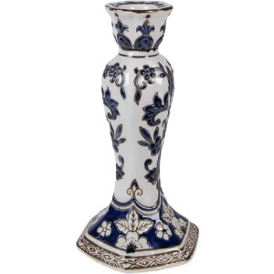 Bougeoir Clayre & Eef Ø 11 x 21 cm Blanc-Bleu