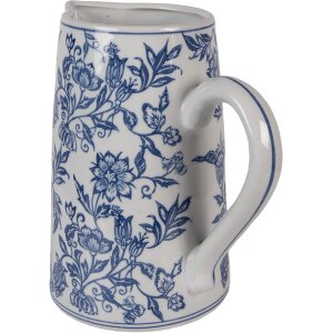 Canne décorative en céramique blanc-bleu...