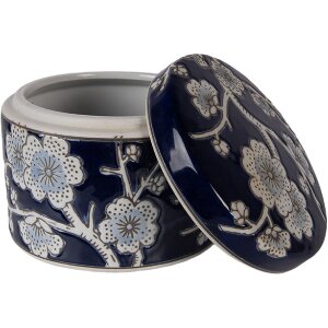 Boîte à bijoux Clayre & Eef bleu-blanc...