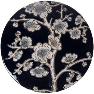 Boîte à bijoux en céramique Clayre & Eef bleu-blanc motif fleuri