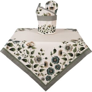 Nappe de table carrée Clayre & Eef 100x100 cm beige-vert