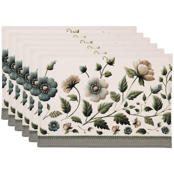 Ensemble de table Clayre & Eef GTB40, 6 pièces, beige-vert 48x33 cm