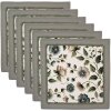 Serviettes en coton Clayre & Eef, 6 pièces, 40x40 cm, motif floral beige vert