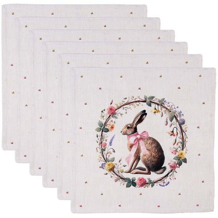 Serviettes en coton Clayre & Eef EWC43, 6 pièces, beige-brown 40x40 cm