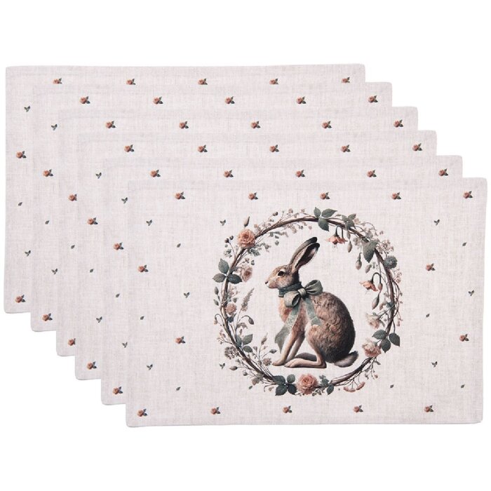 Set de table Clayre & Eef NLE40, 6 pièces, 48x33 cm, beige-brun coton