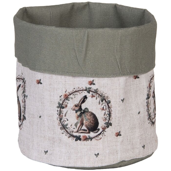 Corbeille à pain Clayre & Eef NLE50, motif lapin, coton beige vert