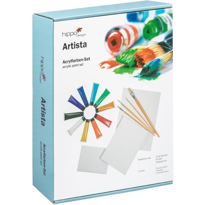 Set de peinture acrylique Walther avec toile et pinceaux – Kit artiste débutant