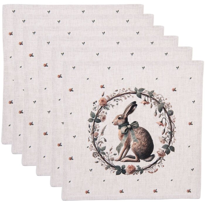 Serviettes Clayre & Eef NLE43 – 6 pièces, 40x40 cm, beige/bronze