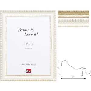 Cadre miroir bois baroque profil 56, argent antique ou blanc