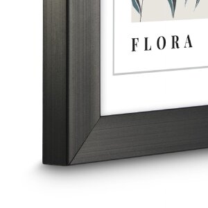 Cadre photo Hama Kunststoffrahmen Flora Contraste gris 20 x 30 cm avec verre antireflet et suspension intégrée