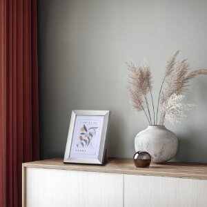 Cadre photo Hama Kunststoffrahmen Flora argent 13 x 18 cm avec support mural et table, verre anti-reflet, polystyrène alu brossé