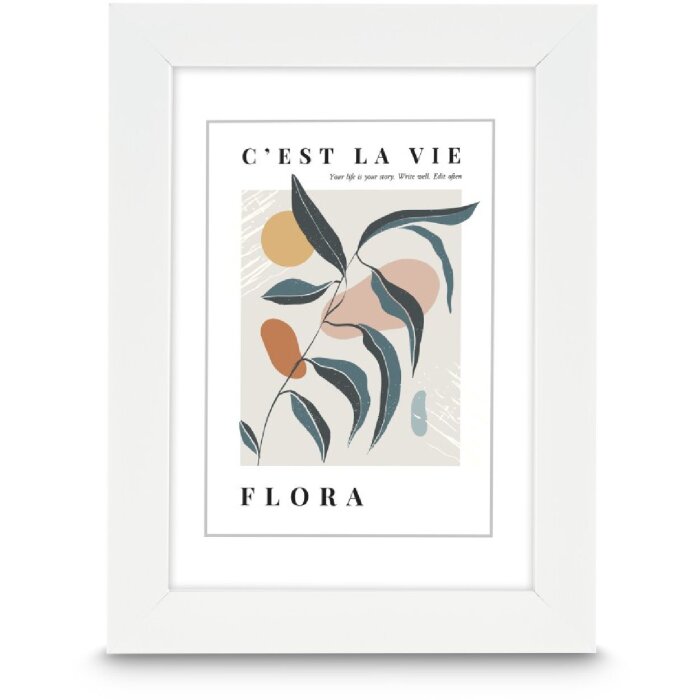 Cadre photo Hama Flora blanc 15x20 cm avec finition alu brossée et verre anti-reflets