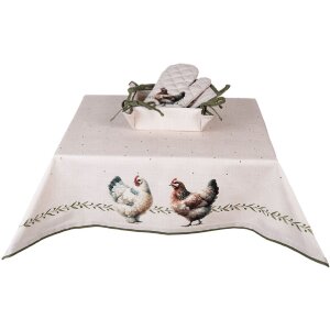 Nappe de table Clayre & Eef BYC01 100x100 cm motif poules