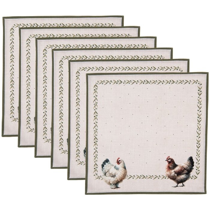 Serviettes en coton Clayre & Eef BYC43, 6 pcs, 40x40 cm, beige-brown