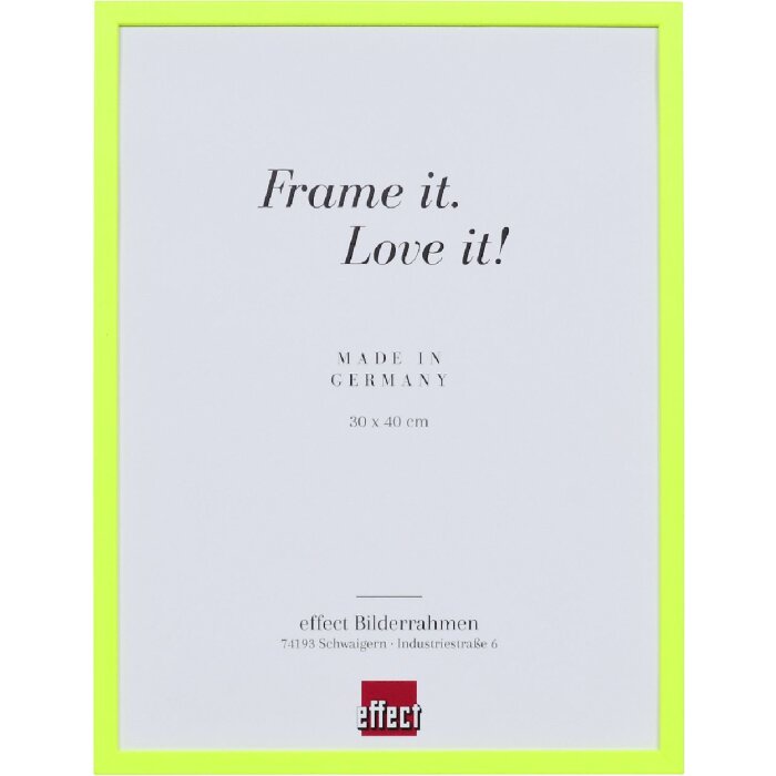 Cadre photo bois néon jaune 30x30 cm avec verre musée