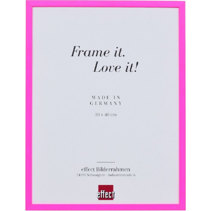 Cadre photo bois profil néon rose 18x24 cm verre musée