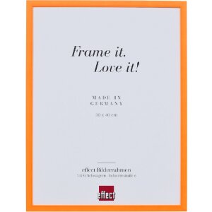 Cadre photo bois néon orange 20x20 cm verre antireflexe