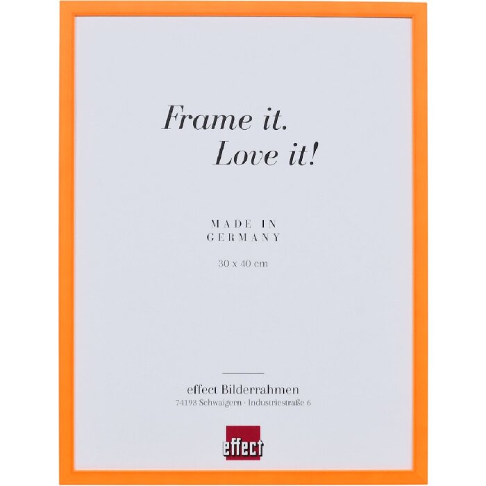 Cadre photo en bois néon orange 40x60 cm, verre clair