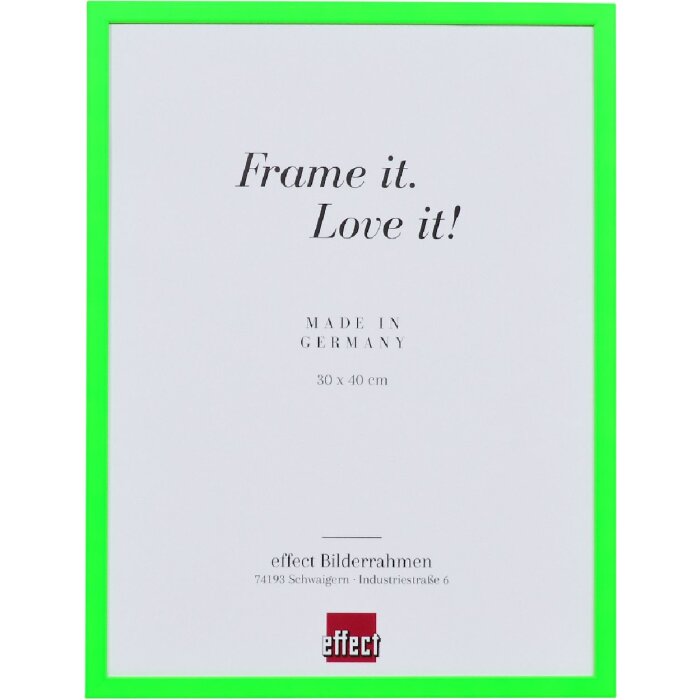 Cadre photo bois néon vert 25x60 cm verre clair