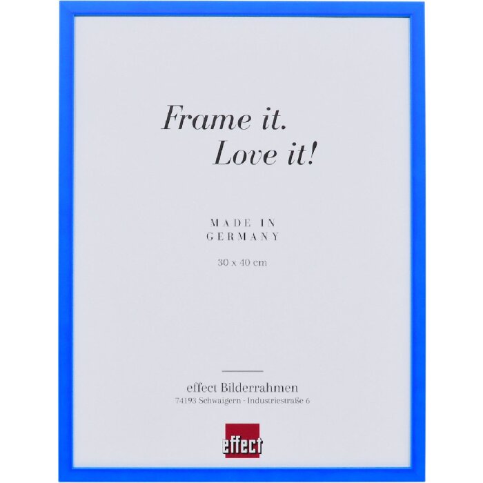 Cadre photo en bois profil néon bleu 20x30 cm verre transparent