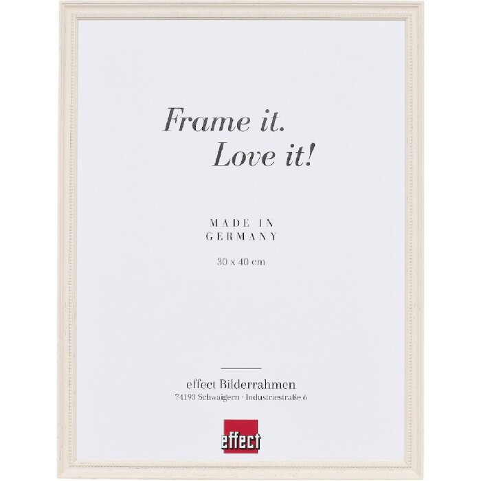 Cadre photo en bois profil 2440 blanc 30x40 cm avec verre artistique