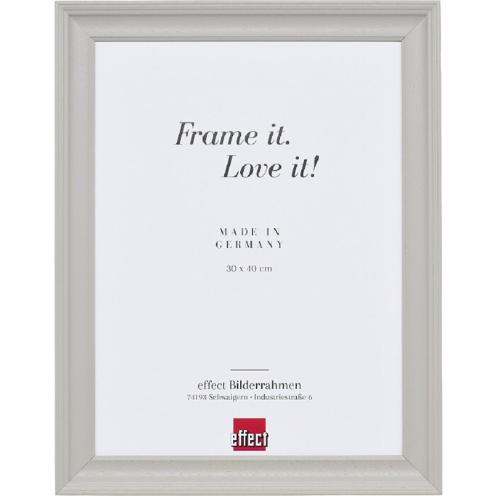 Cadre photo en bois Profil 2420 gris clair 25x60 cm verre artificiel