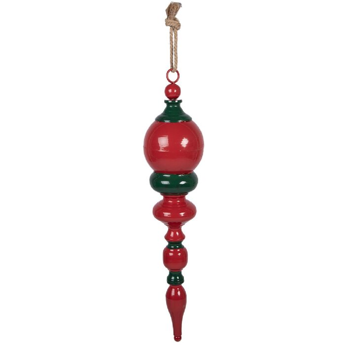 Décoration suspendue Noël Clayre & Eef Ø14x70 cm métal rouge-vert