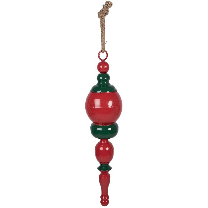 Clayre & Eef Porte-Bonheur Noël Métal Rouge-VERT Ø12x52cm