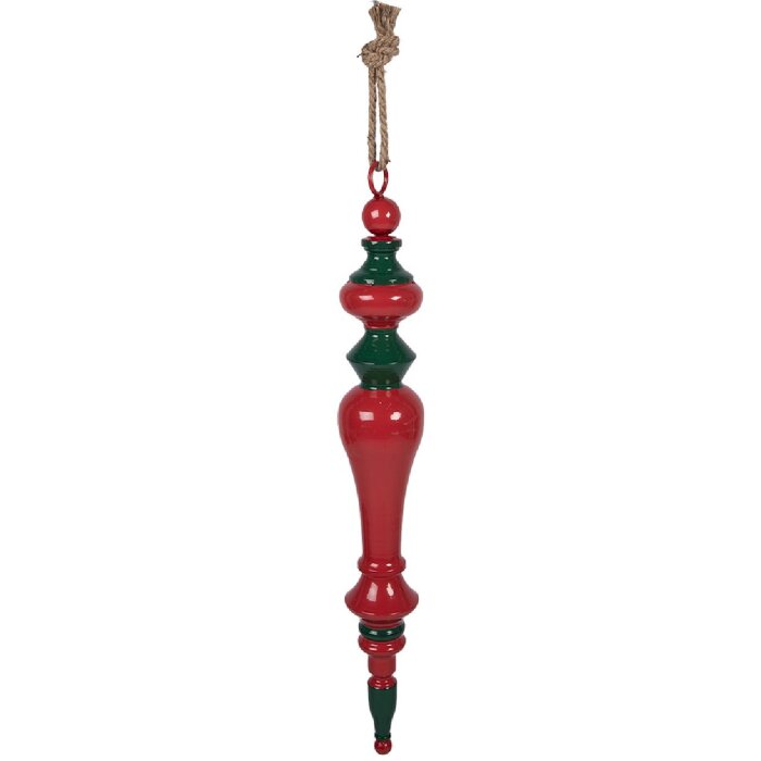 Pendentif de Noël Clayre & Eef, rouge-vert, Ø 9x65 cm