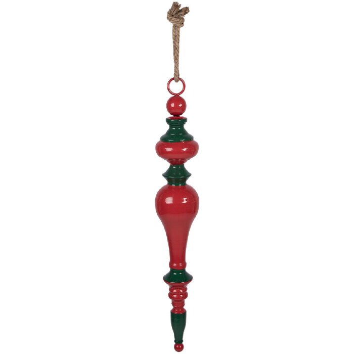 Clayre & Eef – Pendentif de Noël Métal Ø 9x57 cm Rouge Vert