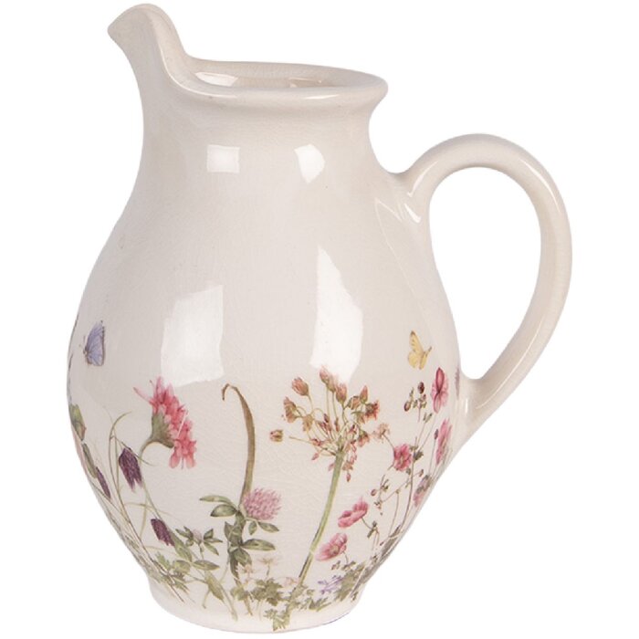 Kanne décorative en céramique Clayre & Eef beige-rose 16x12x19 cm