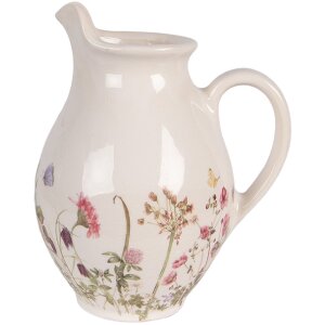 Kanne décorative en céramique Clayre & Eef beige-rose 16x12x19 cm